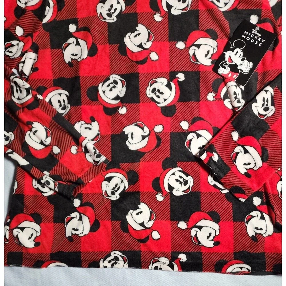Disney Mickey Mouse Sleepwear Womens Medium Red Plaid Pull Over Long Sleeve NWT - Picture 3 of 16